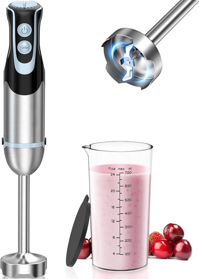 TOPCHOICE Staafmixer Handmixer Roerstaaf 1000w Zilver