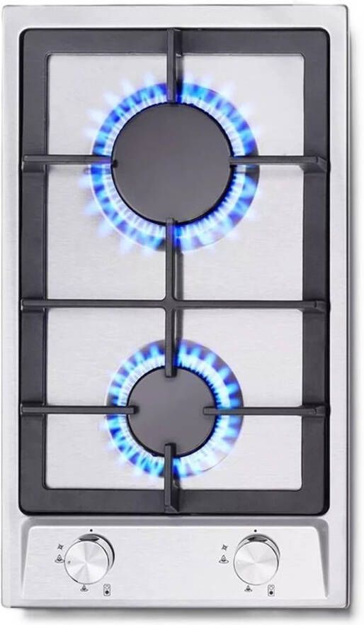 Topstrong 2-pits Inbouw Gaskookplaat Roestvrijstaal NG LPG Elektronische Ontsteking 50x29 cm 4200W Aardgas RVS