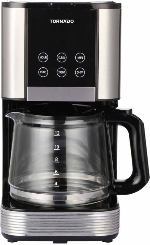 Tornado Koffiezetapparaat –TCM1429 1000W – 1.5L – RVS – Druppelstop – Warmhoudfunctie – Glazen Kan