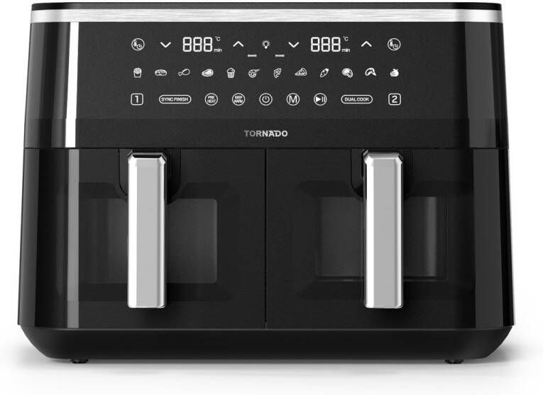 Tornado TAFT-1000-GS friteuse Dubbel 9 l Vrijstaand 3100 W Heteluchtfriteuse Zwart