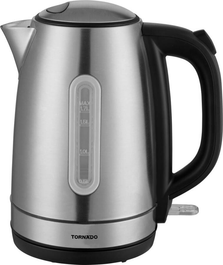 Tornado TKE-01401ZA-GS waterkoker 1 7 l 2200 W Zwart Zilver