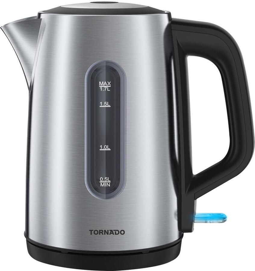 Tornado TKE01411-GS waterkoker 1 7 l 2200 W Zwart Zilver