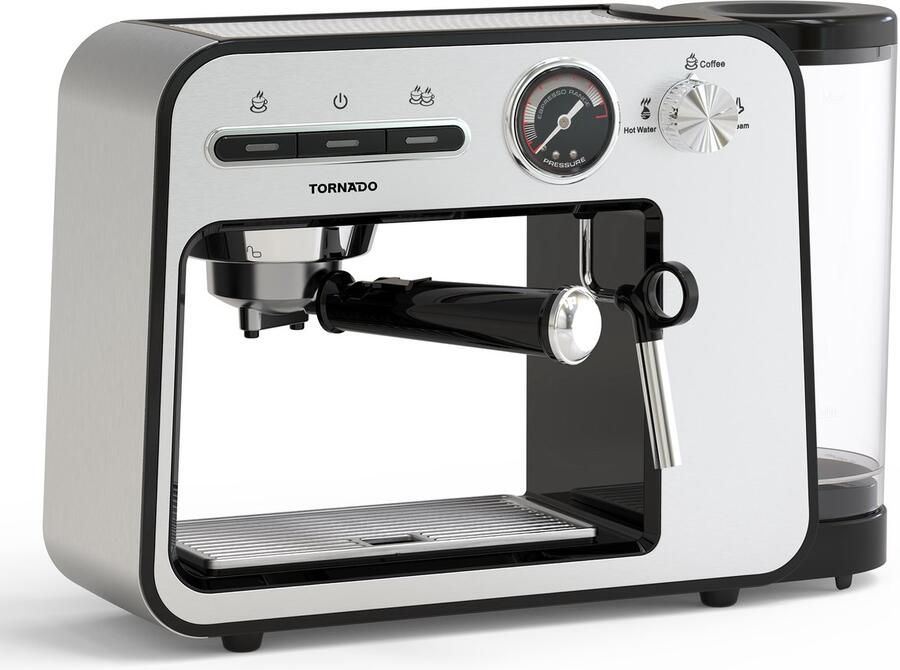 Tornado TST-693B-GS Koffiezetapparaat – 5-in-1 Espressomachine met Portafilter – 19 Bar – Multi-Capsule & Gemalen Koffie – Stoompijp – 1L