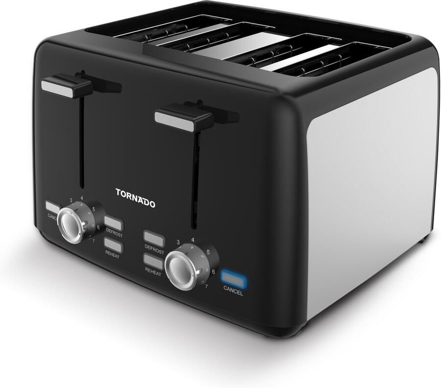Tornado TTA-5406-GS Broodrooster 7 standen 4 sleuven 1600W Zwart Zilver