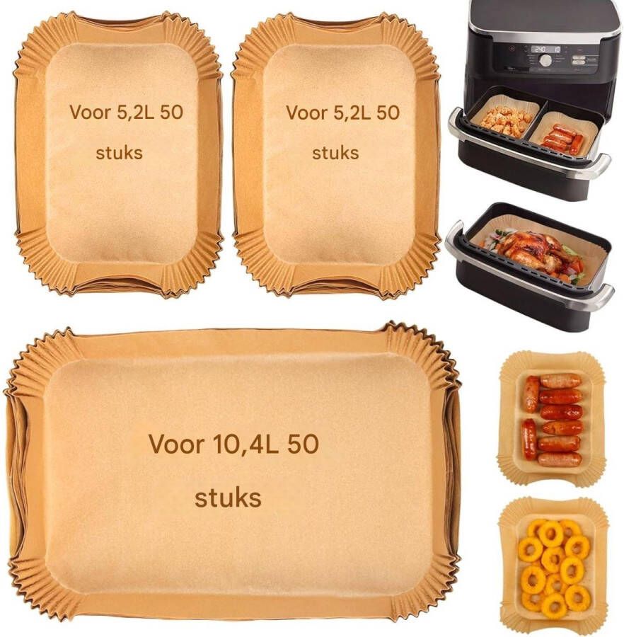 Tovbmup Bakplaten Geschikt voor de Airfryer 150 platen Geschikt voor de Ninja Flex Drawer Dual Zone AF500EU 10.4L Airfryer en Ninja Foodi AF500EU Airfryer en Cosori Dual Blaze Twinfry Airfryer 10L Accessoires