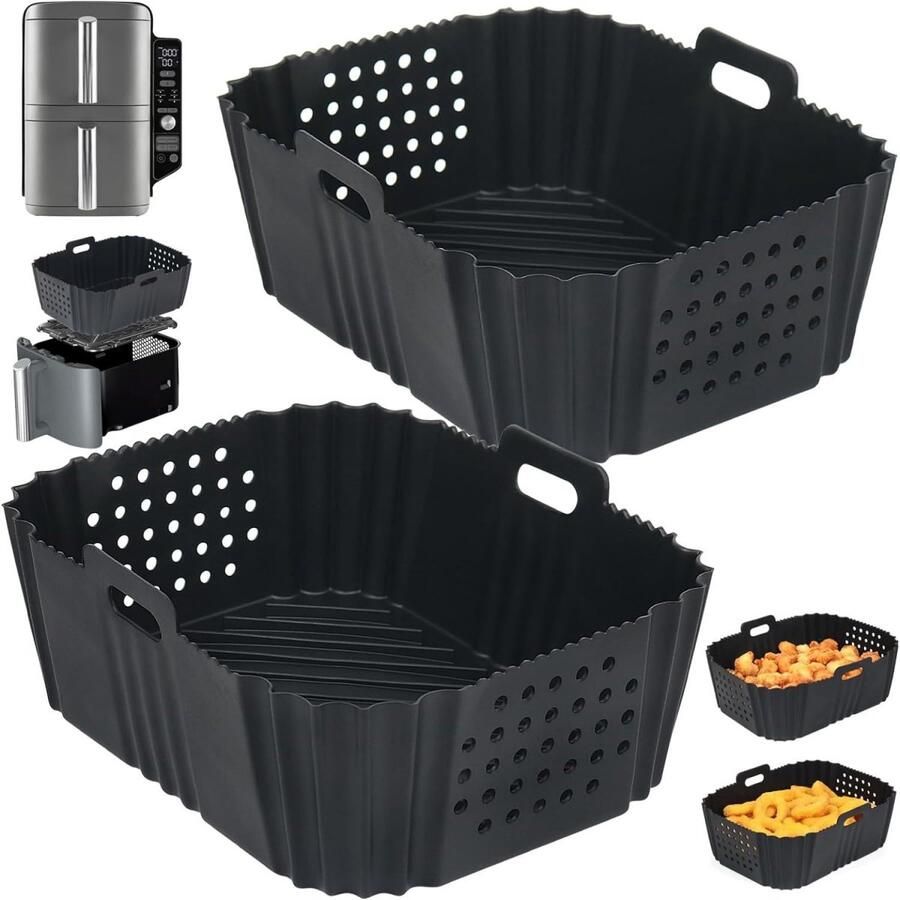 Tovbmup Airfryer-accessoires Geschikt voor de Ninja SL401 Double Stack Airfryer Ook geschikt voor de Ninja DZ201 Dz401 DZ550 en andere Dual Airfryer Siliconen mal Airfryer siliconen bakplaatinzetstuk