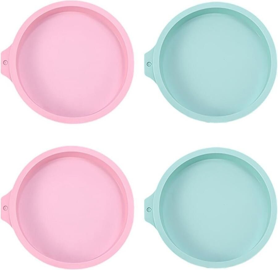 Tovbmup Airfryer eivormpjes Set van 4 Siliconen Airfryer vormpjes Siliconen eierset Airfryer cakevormpjes Herbruikbaar Roze Blauw