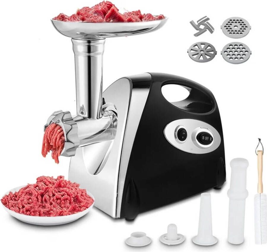 Traumheim 2800W elektrische vleesmolen 3in1 multi-keukenmachine superintelligente thermische isolatie worstmachine met plakjes 3 gaten 4 kegelbladen zwart