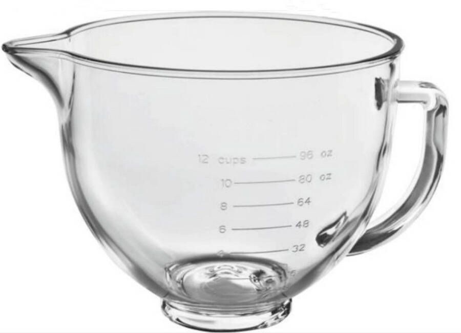Traumheim Glazen mengkom 5 QT voor KitchenAid 4.5 en 5 liter Tilt-Head Stand Mixers Past Artisan KSM150 RRK150 KSM100 K45SS KSM90 KSM95 K45 KSM110 5KSM125 en meer