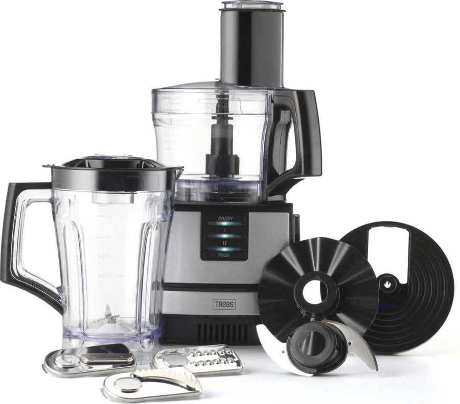 Trebs Keukenmachine 2 snelheden Meerdere accessoires 99394 Zwart RVS