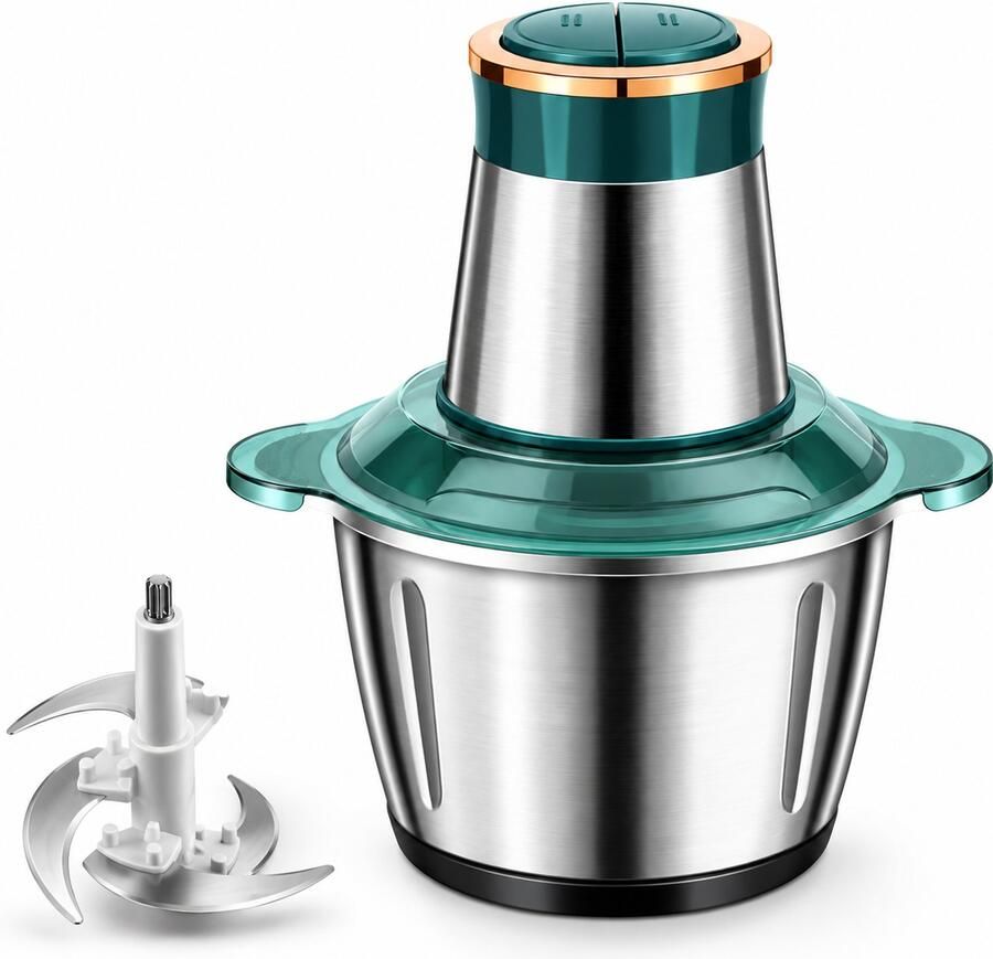 Tremeo Elektrische Keukenmachine 2L Hakmolen 250W RVS Mengkom 2 Snelheden Multifunctioneel Vleesmolen Foodprocessor
