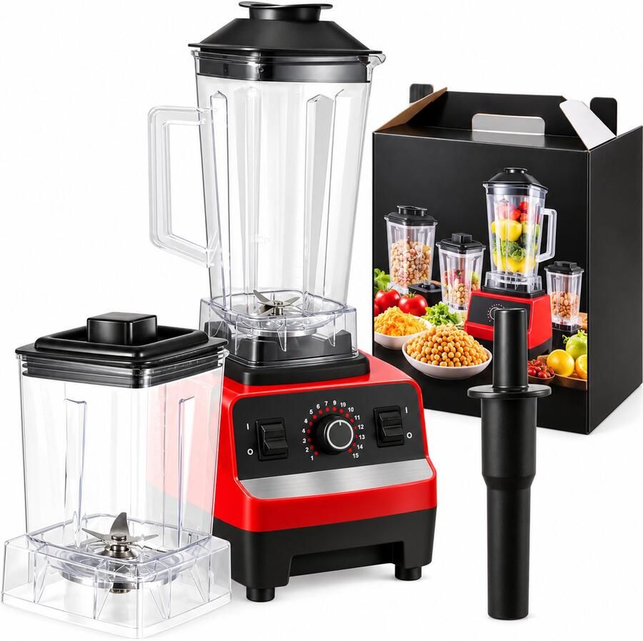 Tremeo Professionele Blender Inclusief extra maalbeker 2000W 2L RVS Mes Instelbare Snelheid Smoothie Keukenmachine