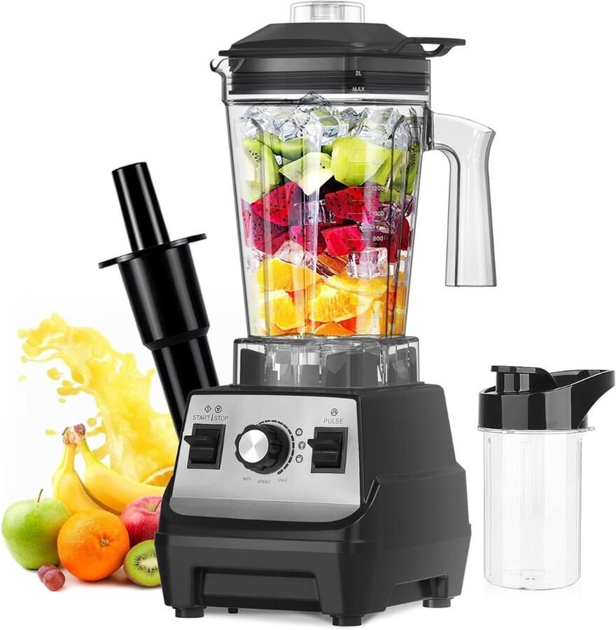 Trendly Blender 1.8L High Performance Mixer 300ml To-Go mok 6-voudige metalen mes pulsfunctie MAX 1800W mok BPA vrij ijsbreker eiwitschudder crusher smoothie maker 4-IN-1 blender