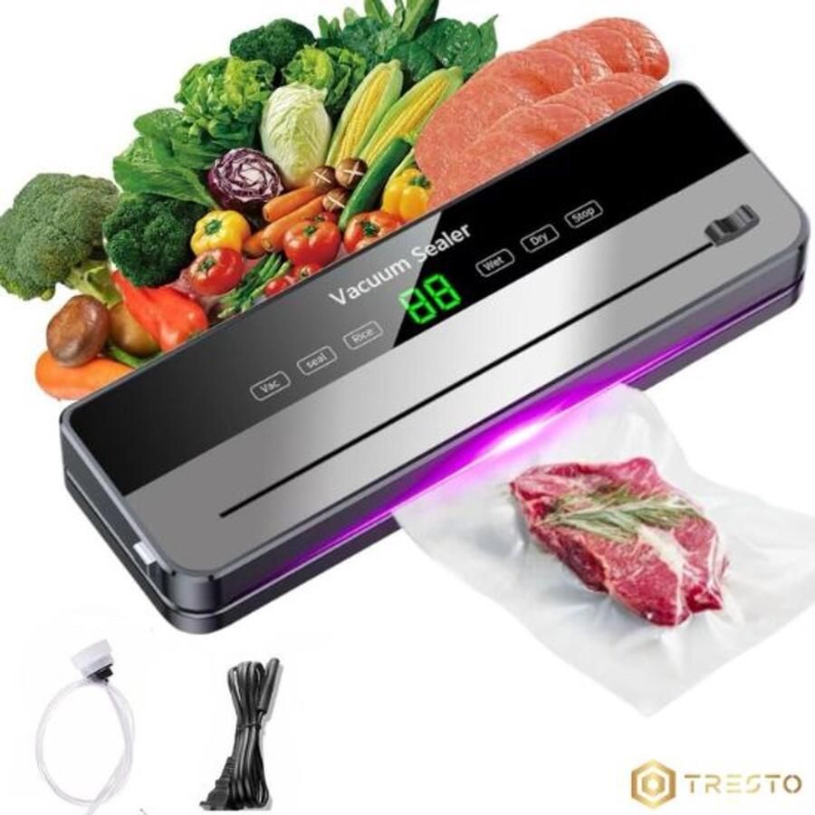 TRESTO Vacumeermachine Vacuüm Sealer Foodsaver Vacuümmachine met Slangaansluiting Inclusief Vacuumzakken