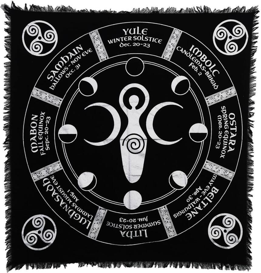 Triple Moon Altardoek met Maanfases Geometrisch Patroon