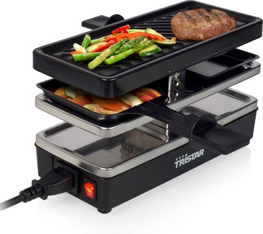 Tristar 2 persoons Grill Gourmet Koppelbaar 2 gourmet pannetjes 2 spatels Gourmetplaat Grillplaat