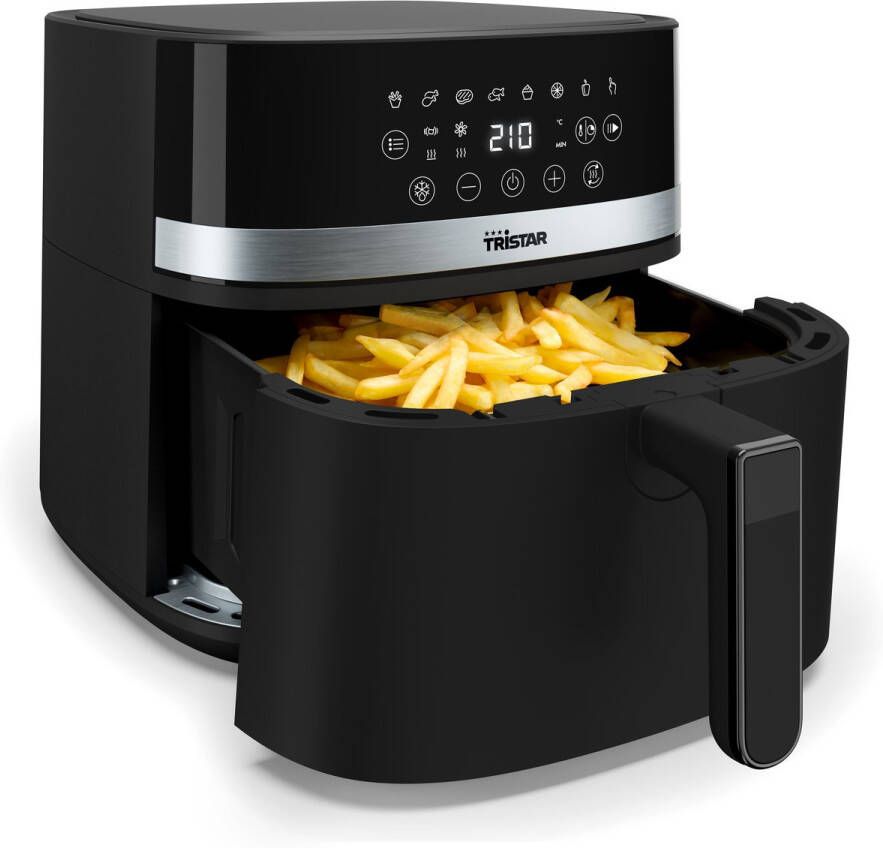 Tristar Airfryer FR-9418 8 Liter Heteluchtfriteuse Grote Capaciteit XXL PFAS Vrij 7 programma's Warmhoudfunctie 2000 Watt Zwart