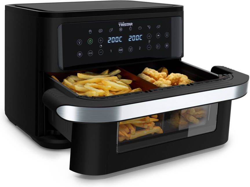 Tristar Airfryer FR-9432 Dual Zone Flex 10 Liter 2800W Kijkvenster 8 voorprogramma's Snackverdeler Zwart