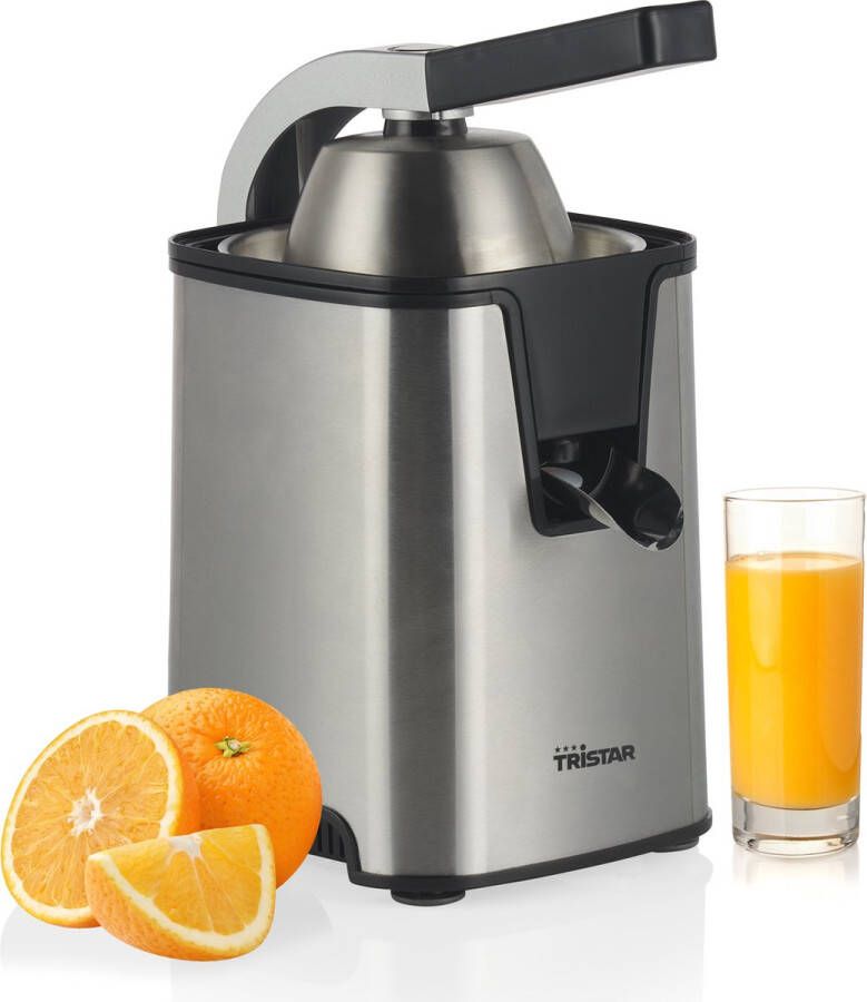 Tristar Elektrische Citruspers CP-3009 Moederdag cadeautje 350W Sinaasappelpers met Pershendel inclusief 2 pulpfilters & 2 perskegels RVS