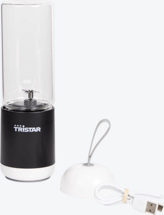 Tristar draagbare mini-blender 110 watt 380 ml Oplaadbaar met bijgeleverde USB-kabel Eenvoudig mee te nemen Met glazen beker en roestvrijstalen mes - Foto 2