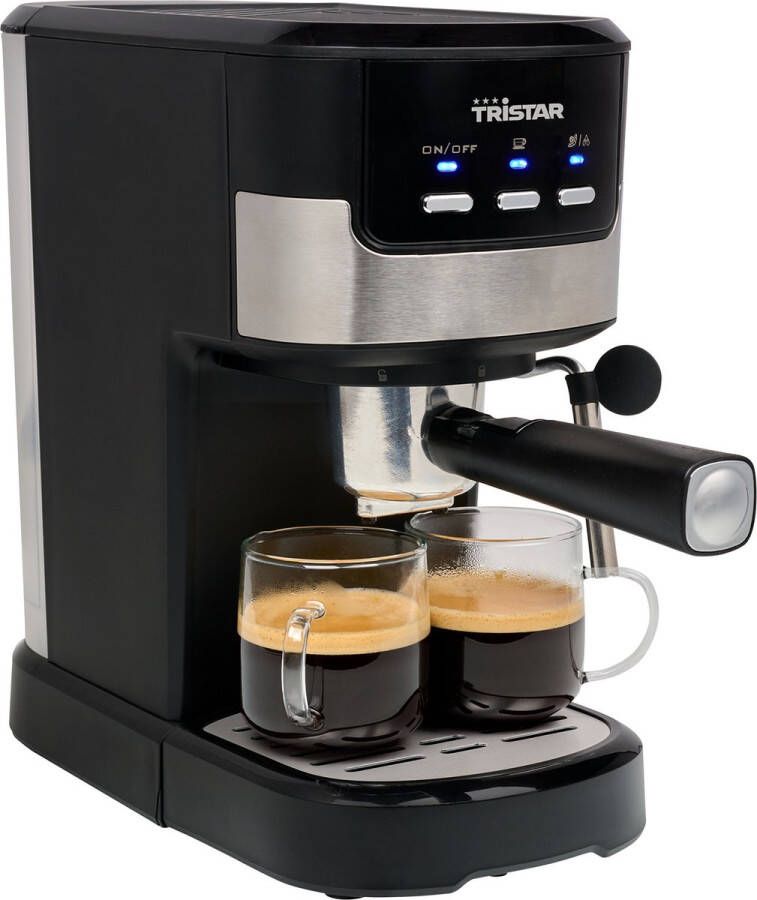 Tristar Espressomachine & Koffiecupmachine CM-2278 Koffiemachine geschikt voor capsules & losse koffie Inclusief melkstoompijpje Gemakkelijk in gebruik Zwart RVS