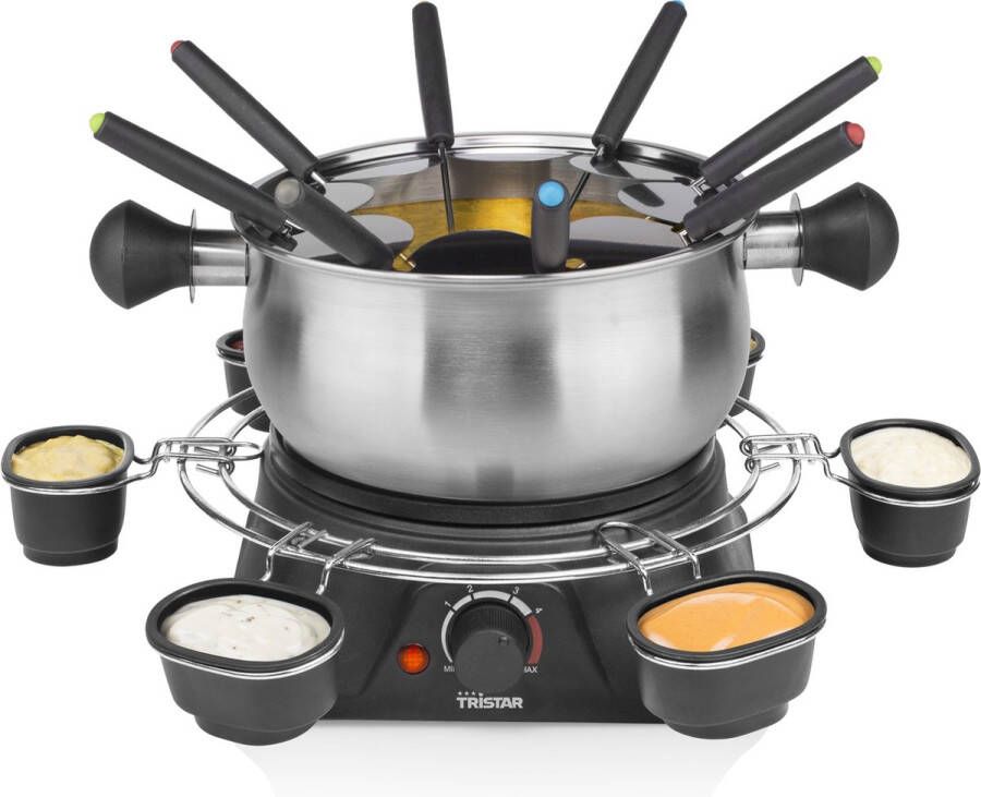 Tristar FO-1109 Fonduepan – Fondue Elektrisch Fondueset 8 personen 1 3 liter – Roestvrijstaal met sausring - Foto 2
