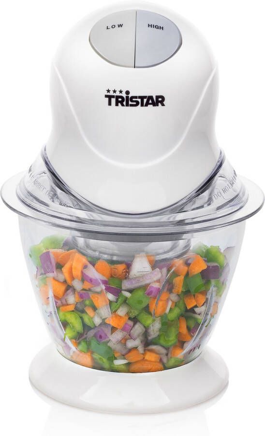 Tristar Hakmolen BL-4009 Chopper Elektrisch 600 ml Voor noten fruit en groenten Hakfunctie en Pureerfunctie 2 standen Vaatwasbestendinge onderdelen Wit - Foto 2