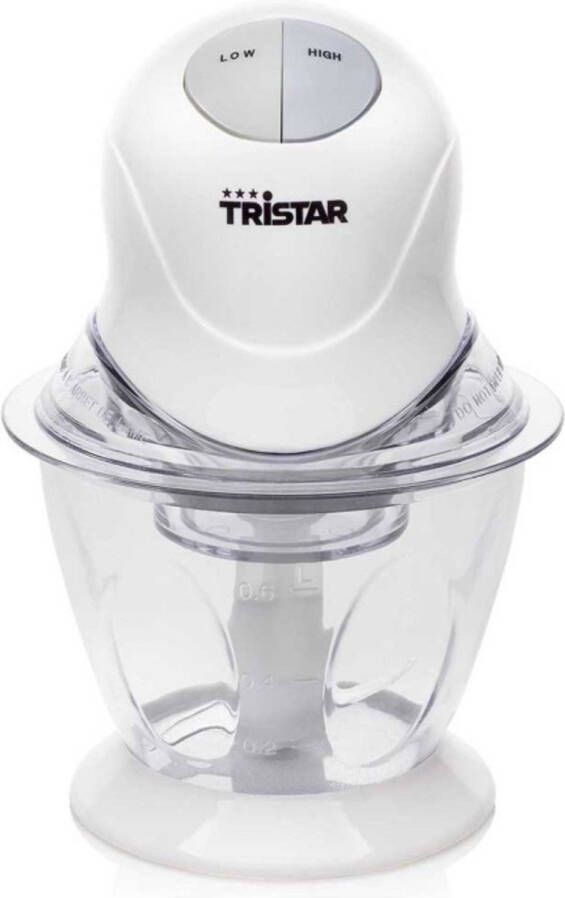 Tristar Hakmolen Elektrische Hakmolen BL4009 600ml Wit 2 Standen Elektrisch Hakken En Pureren Hakfunctie En Pureerfunctie Voor Noten Fruit En Groente Chopper Vaatwasbestendig Keukenhulp Eenvoudig Fijn Malen Keukenmachine