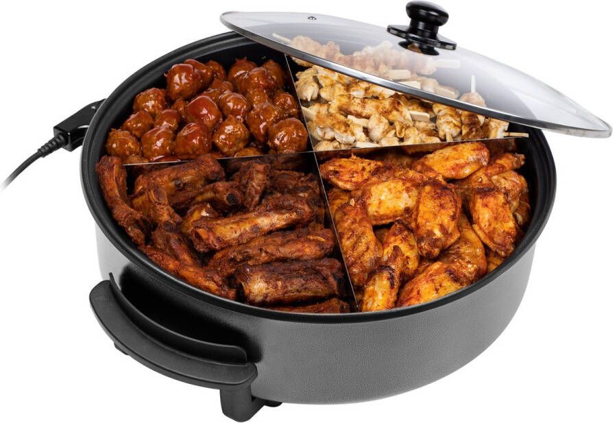 Tristar Hapjespan PZ-9145 Elektrische Hapjespan met Deksel 40 cm Snackpan XXL Partypan met Anti-aanbaklaag en Regelbare Thermostaat Maximaal 250 ⁰C Zwart - Foto 2