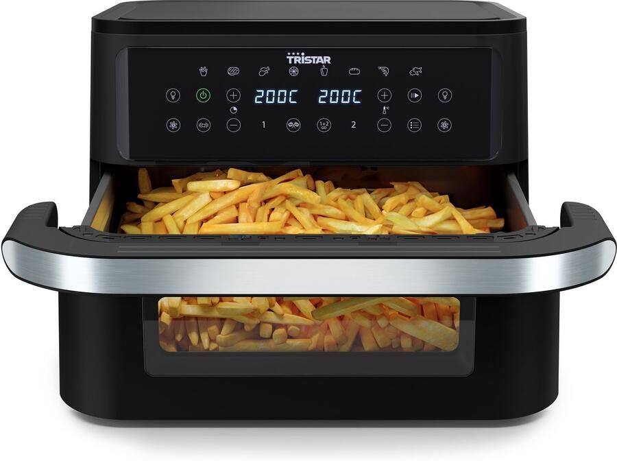 Tristar Airfryer FR-9432 Dual Zone Flex 10 Liter 2800W Kijkvenster 8 voorprogramma's Snackverdeler Zwart