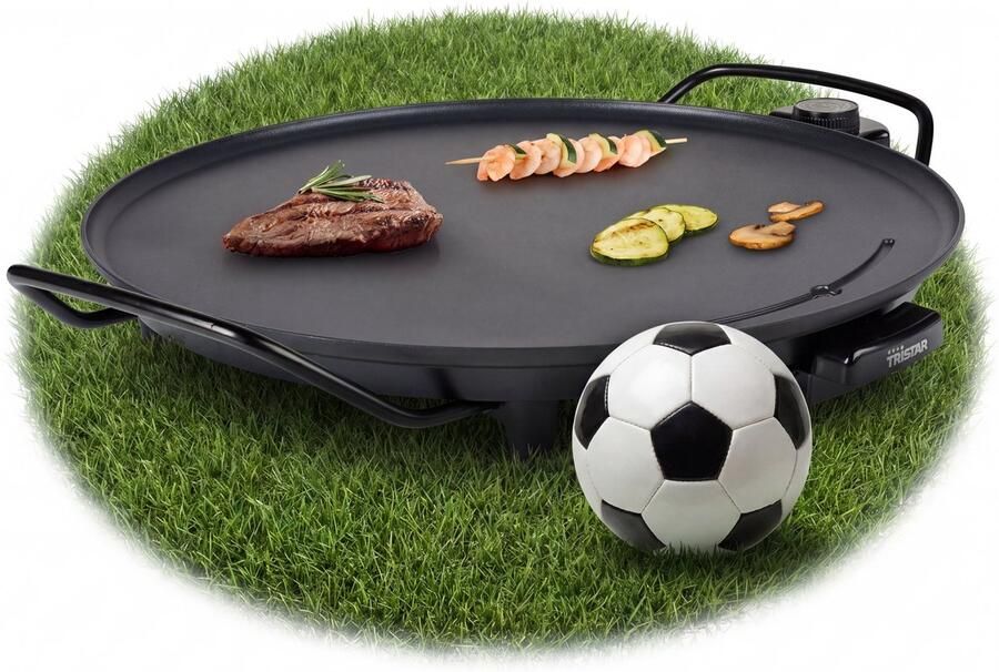 Tristar Bakplaat Rond BP-2787 – Gourmet bakplaat voor op tafel Grillplaat elektrisch Cirkel Grill voor 4 personen Met regelbare thermostaat Met antiaanbaklaag en 4 gratis houten spatels- Zwart - Foto 2