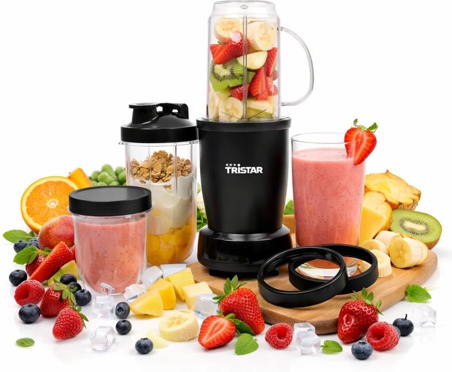 Tristar BL-4486 Smoothie Maker Blender 350W Vermogen 0.5 Liter Inclusief 3 Drinkbekers Vaatwasserbestendig