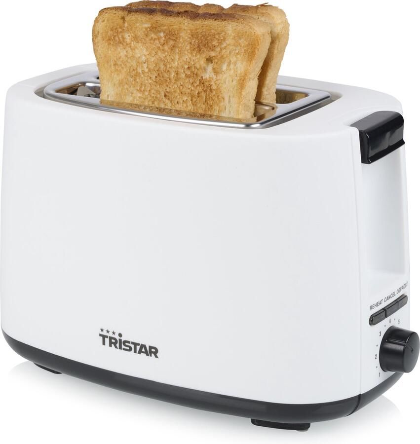 Tristar BR-1055 2 sleuven 7-instelbare bruiningstanden 7 verschillende standen met verwijderbare kruimellade Voor 2 boterhammen Toaster Wit