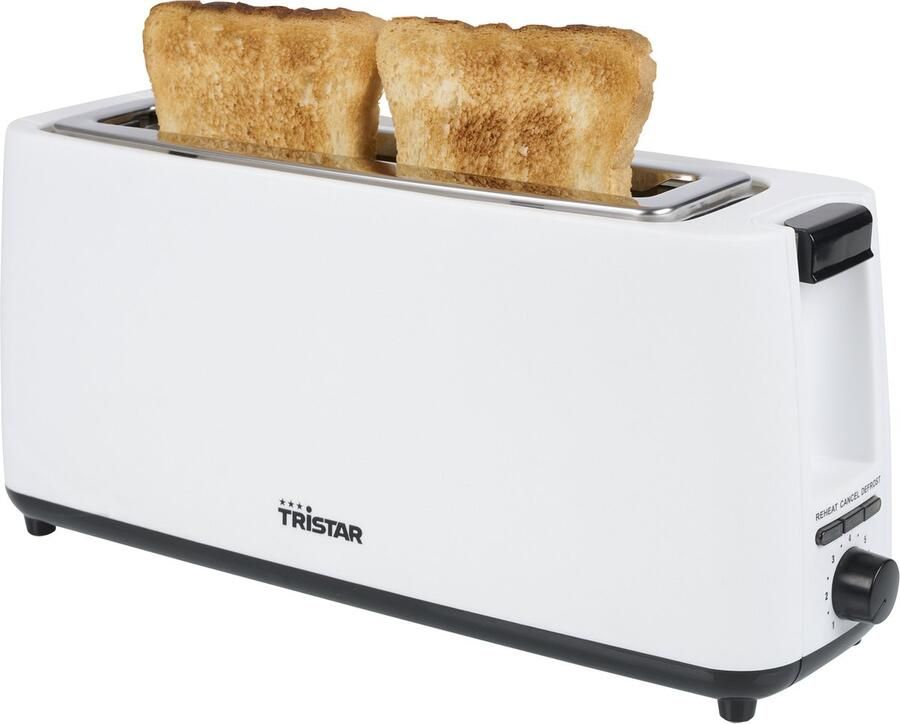 Tristar Broodroaster BR-1056 7 instelbare bruiningsstanden 2 lange sleuven voor 2 boterhammen Wit