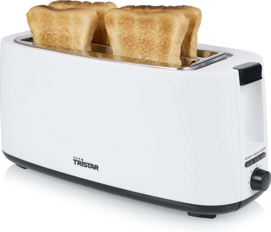 Tristar Broodroaster BR-1057 7 instelbare bruiningsstanden 2 lange sleuven voor 4 boterhammen Wit