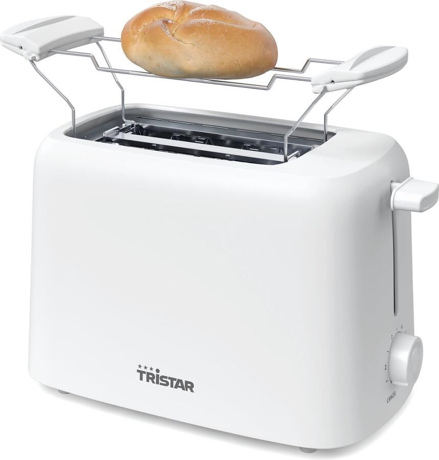 Tristar BR-1061 Broodrooster 650W 6 Bruiningsniveau's 2 Broodsleuven voor 2 boterhammen Bunwarmer