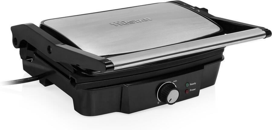 Tristar Contactgrill XL GR-2852 Panini Grill XL Tosti-ijzer 180⁰ te openen Tafel Grill Zwevend deksel Anti-aanbaklaag 1500W RVS Zwart - Foto 2