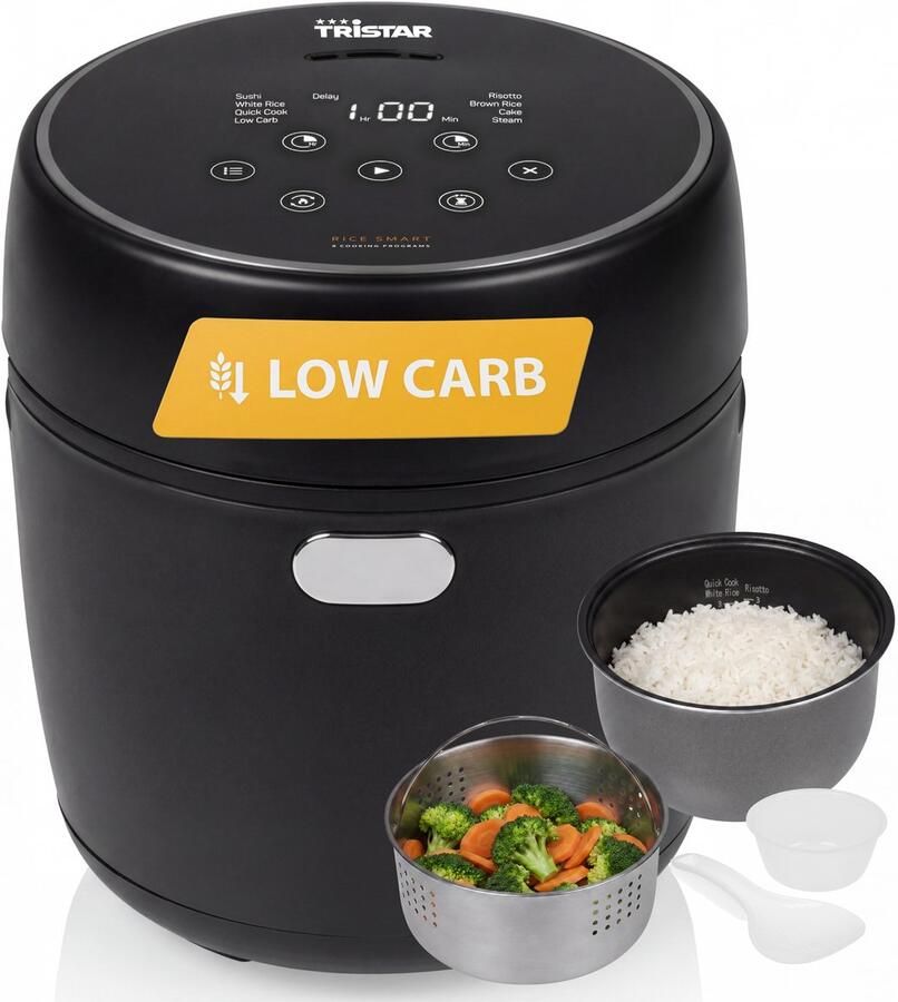 Tristar digitale rijstkoker RK-6238 0 6L 8 programma's Low Carb Functie