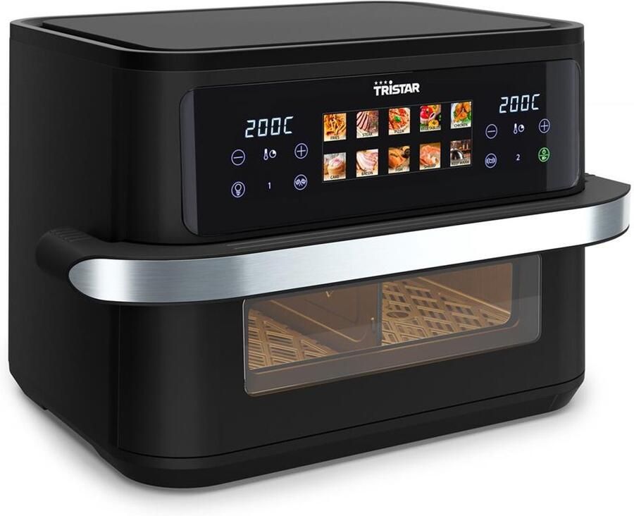 Tristar Dubbel 10 l Vrijstaand 2800 W Heteluchtfriteuse Zwart Roestvrijstaal