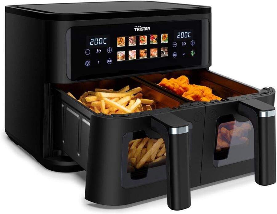Tristar Dubbele Airfryer 9L – 2 Manden – 10 Programma s – 2500W – Digitaal Touchscreen – FR-9075 – Zwart