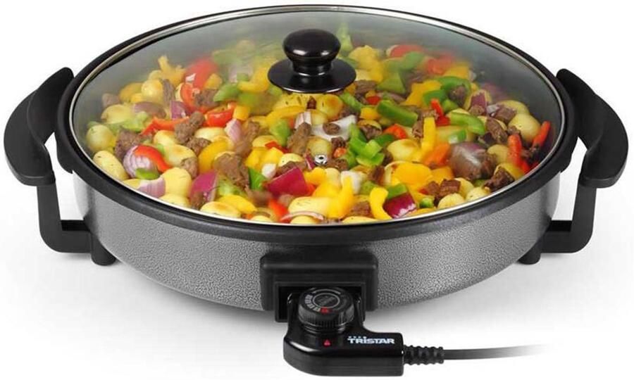 Tristar Hapjespan PZ-2963 – Elektrische Hapjespan met Deksel 30 cm – Snackpan XL Anti-aanbaklaag en Regelbare Thermostaat 1500W Maximale temperatuur 280⁰ C Zwart - Foto 2
