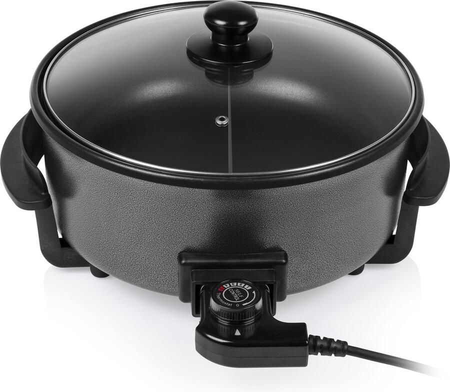 Tristar Hapjespan PZ-9135 – Elektrische Hapjespan met Deksel 30 cm – Snackpan XL Anti-aanbaklaag en Regelbare Thermostaat – Maximaal 250 ⁰C- Zwart - Foto 1
