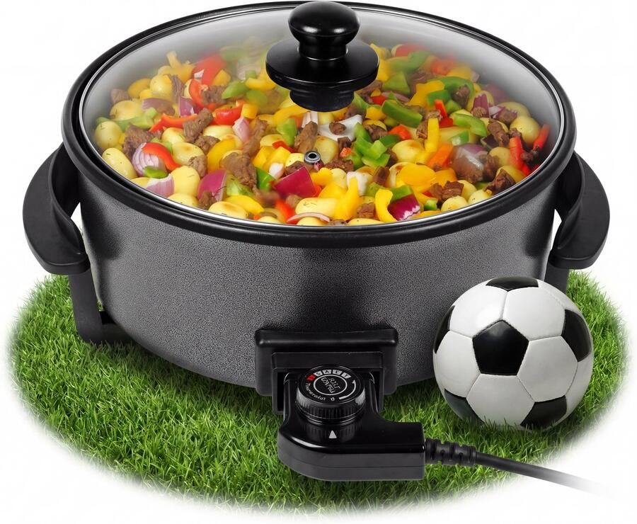 Tristar Hapjespan PZ-9135 – Elektrische Hapjespan met Deksel 30 cm – Snackpan XL Anti-aanbaklaag en Regelbare Thermostaat – Maximaal 250 ⁰C- Zwart - Foto 2
