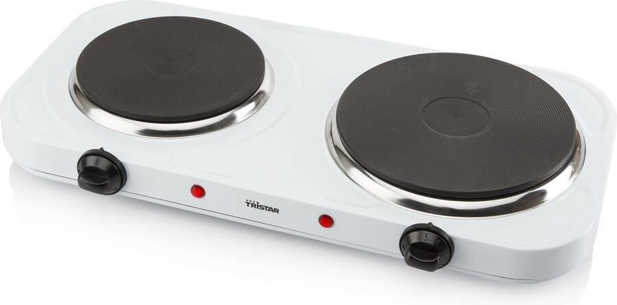Tristar KP-6245 Dubbele Kookplaat Elektrische Kookplaat Vrijstaand 2 Kookzones Wit - Foto 2