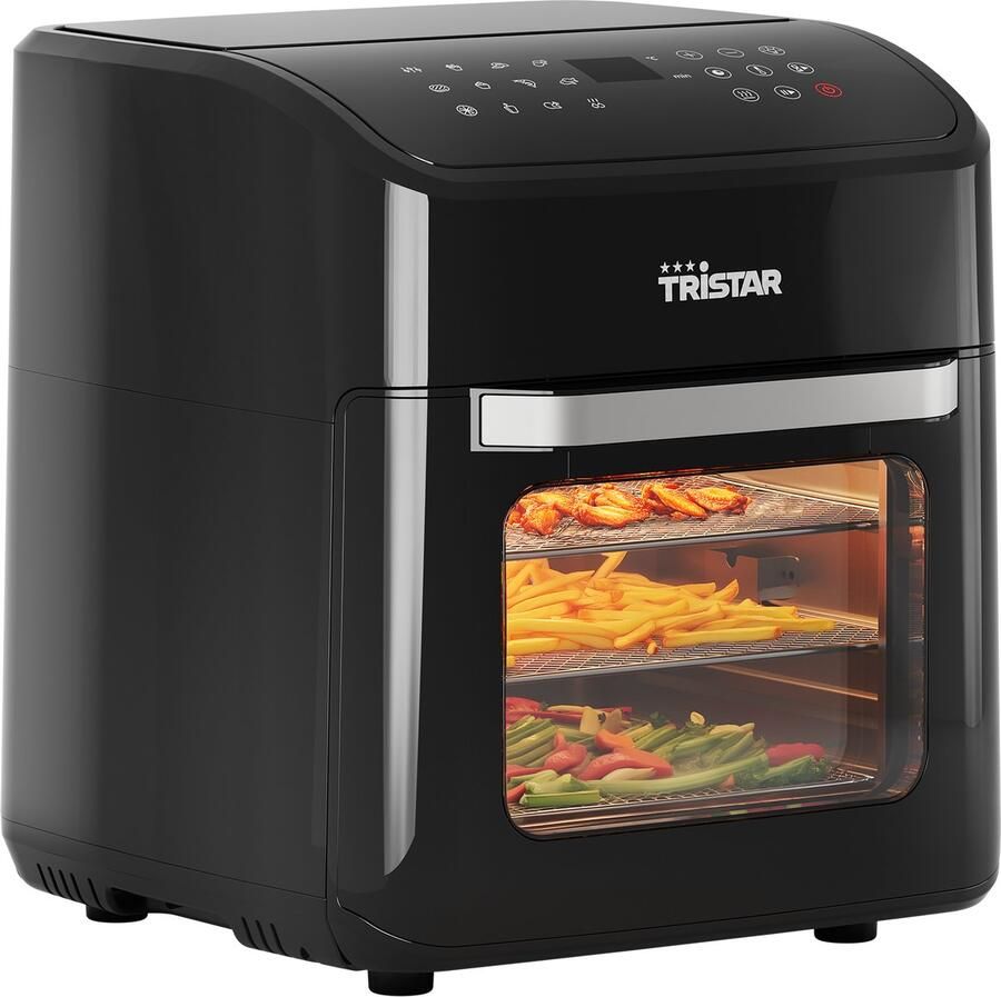 Tristar FR-9065 Airfryer Oven – 12L Capaciteit 1800W – Digitaal Touchscreen 12 Programma s – Inclusief Frietmand Grillrekken en Kruimellade – Zwart