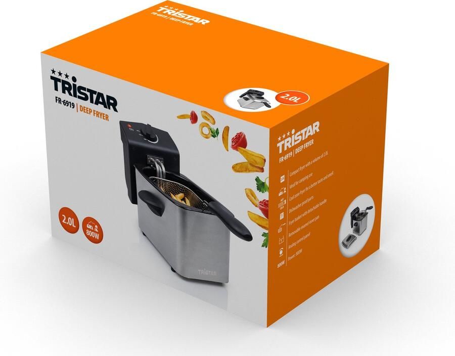 Tristar Friteuse FR-6919 Frituurpan Klein Camping Friteuse 800 Watt Deep Fryer 2 Liter RVS - Foto 2