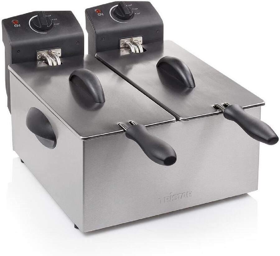 Tristar FR-6937 Dubbele Friteuse – Frituurpan 2 x 3 liter – Beiden pannen zijn apart te bedienen RVS