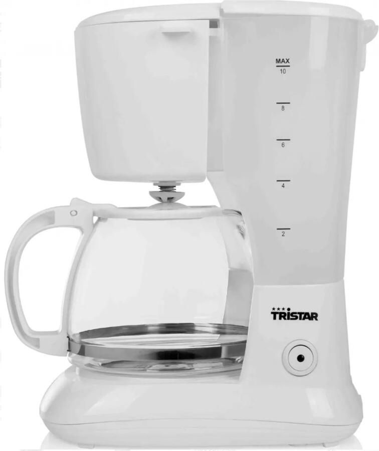 Tristar Koffiezetapparaat CM-1252 Filter-koffiezetapparaat Geschikt voor camping gebruik Glazen kan 1 25 liter 10 kopjes Automatische uitschakeling Druppelstop Wasbare koffiefilter Wit