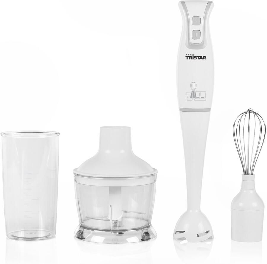 Tristar MX-4801 Staafmixer Set Voor blenden hakken en kloppen Vaatwasserbestendig Wit