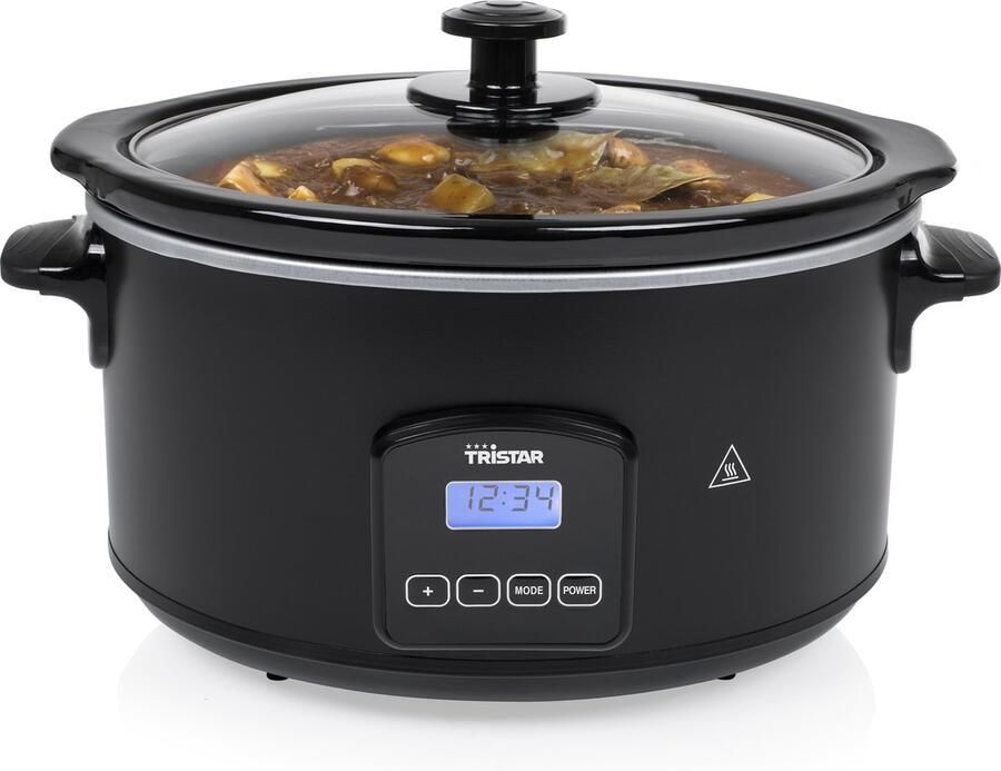 Tristar Slowcooker VS-3920 4.5 liter Digitale Slowcooker Met uitneembare keramische binnenpan Warmhoudfunctie Zwart